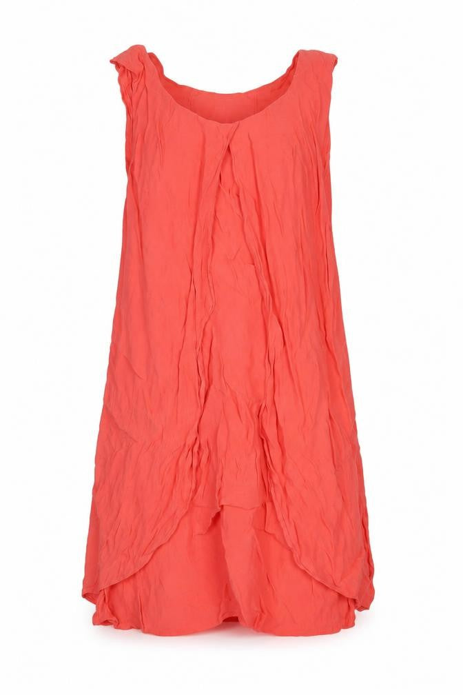 Front view of Max Studio women’s orange viscose tank dress, size L, scoop neck pullover