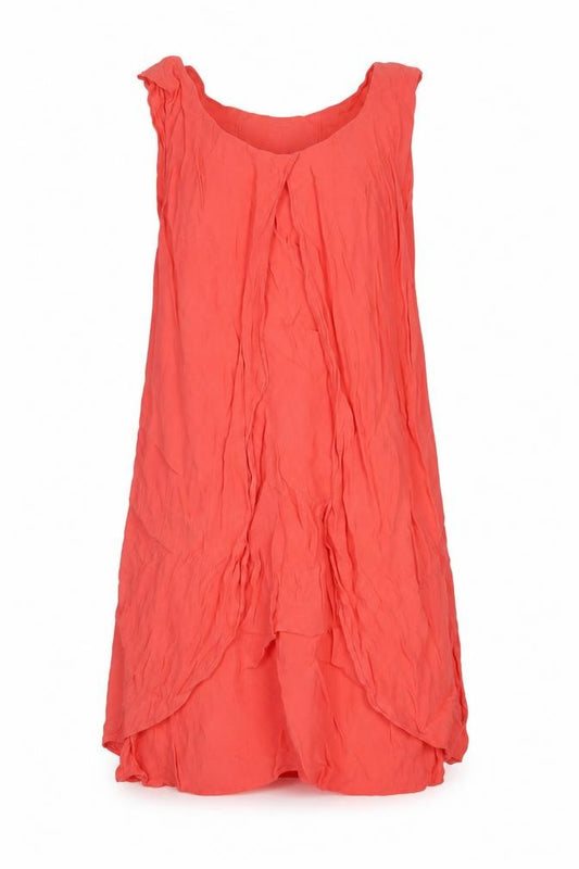 Front view of Max Studio women’s orange viscose tank dress, size L, scoop neck pullover