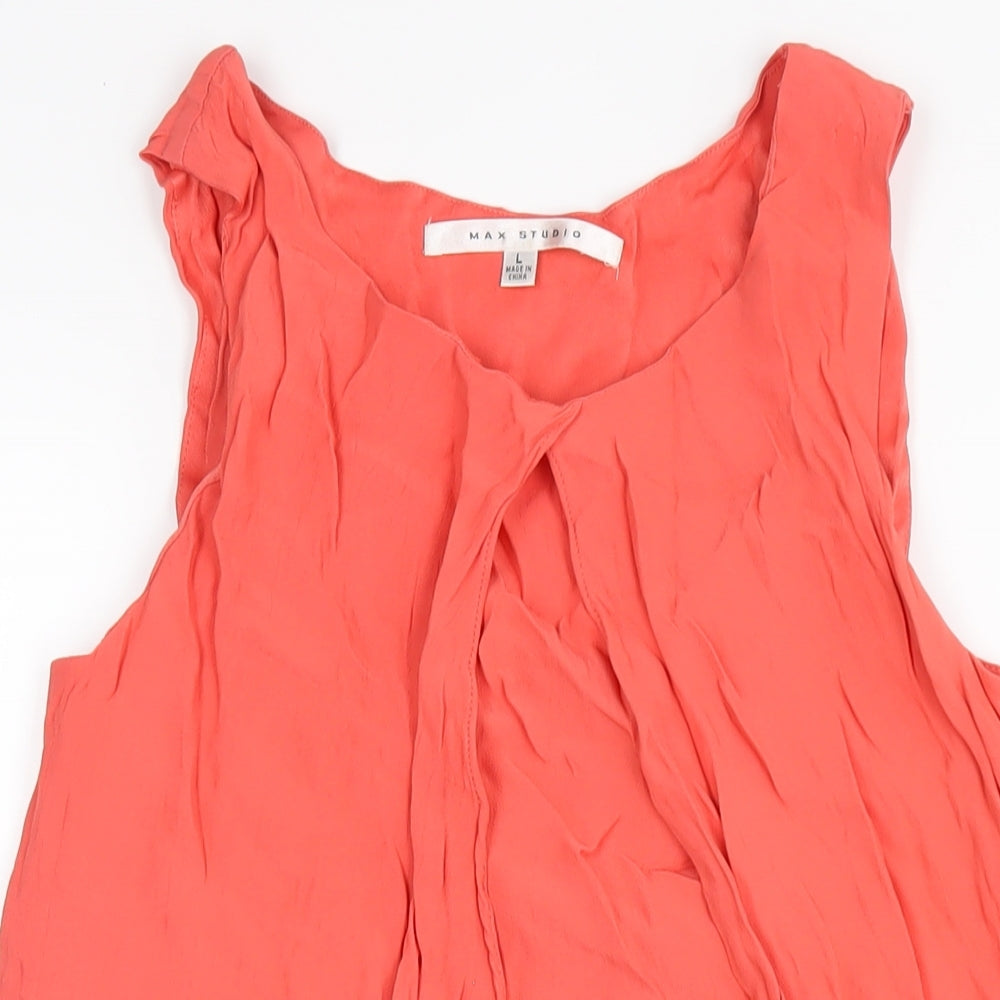 Max Studio Womens Orange Viscose Tank Dress Size L Scoop Neck Pullover