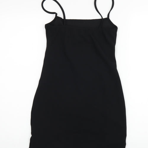 PRETTYLITTLETHING Womens Black Polyester Bodycon Size 10 Square Neck Pullover