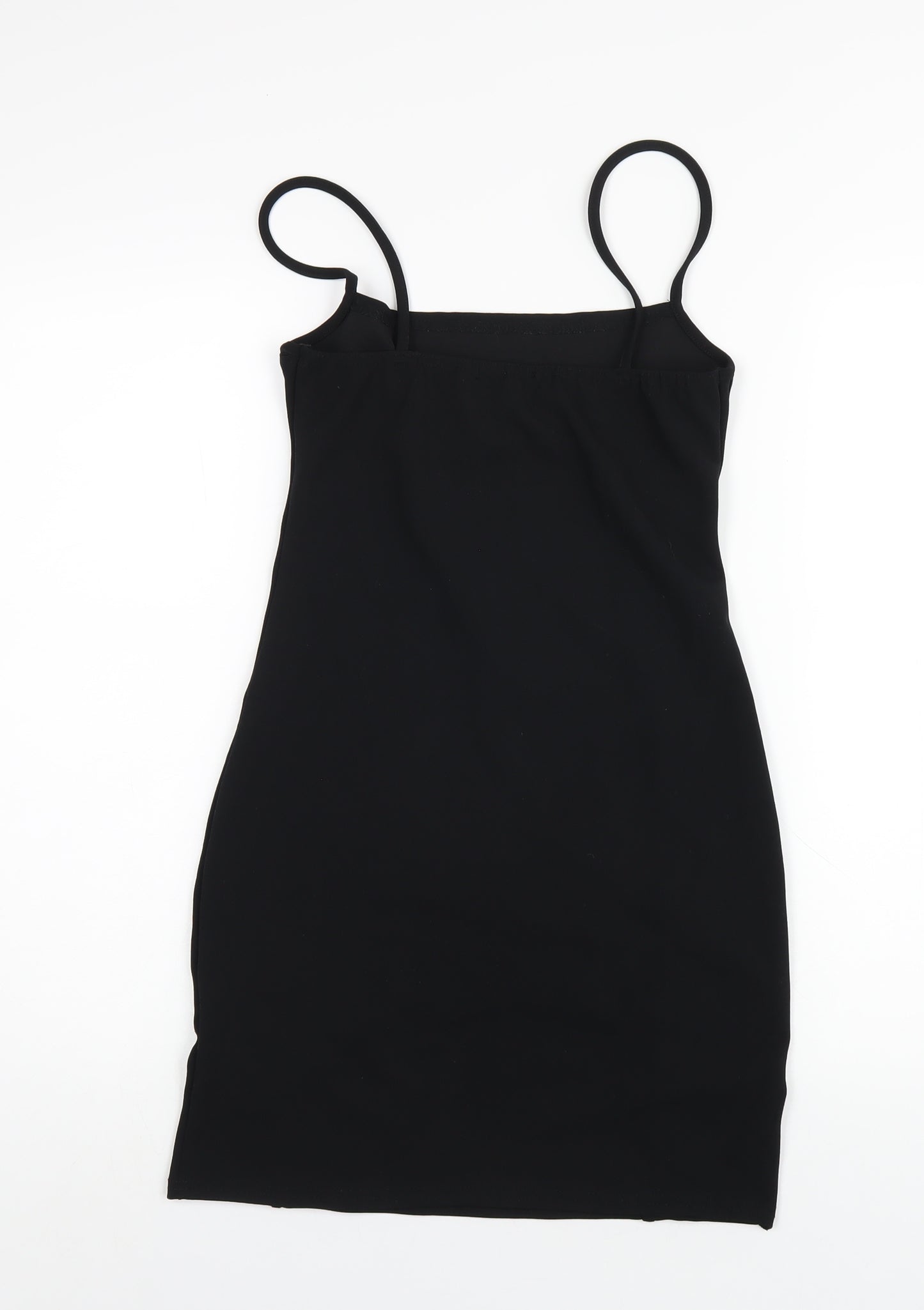 PRETTYLITTLETHING Womens Black Polyester Bodycon Size 10 Square Neck Pullover