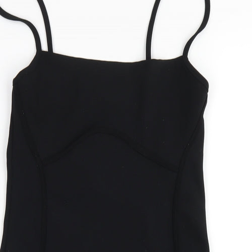 PRETTYLITTLETHING Womens Black Polyester Bodycon Size 10 Square Neck Pullover