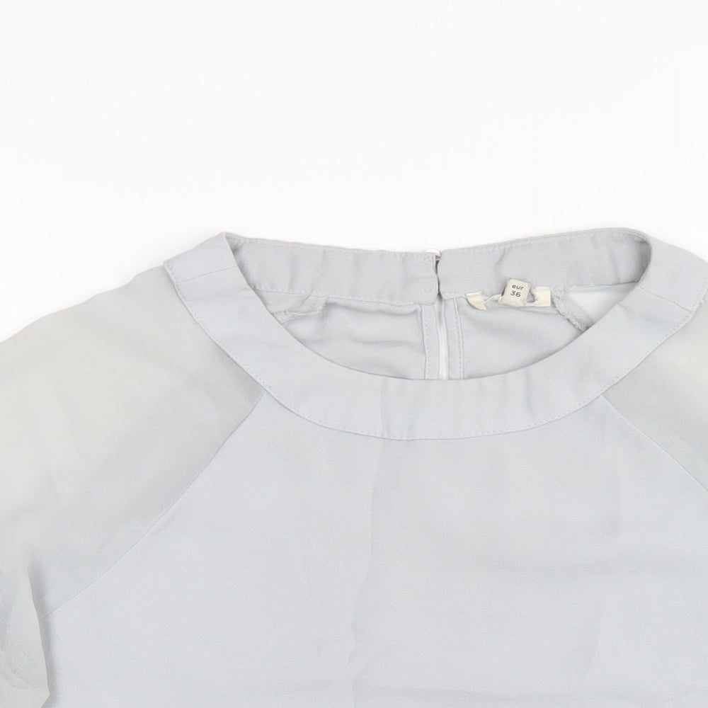 River Island Womens Grey Polyester Basic T-Shirt Size 10 Round Neck