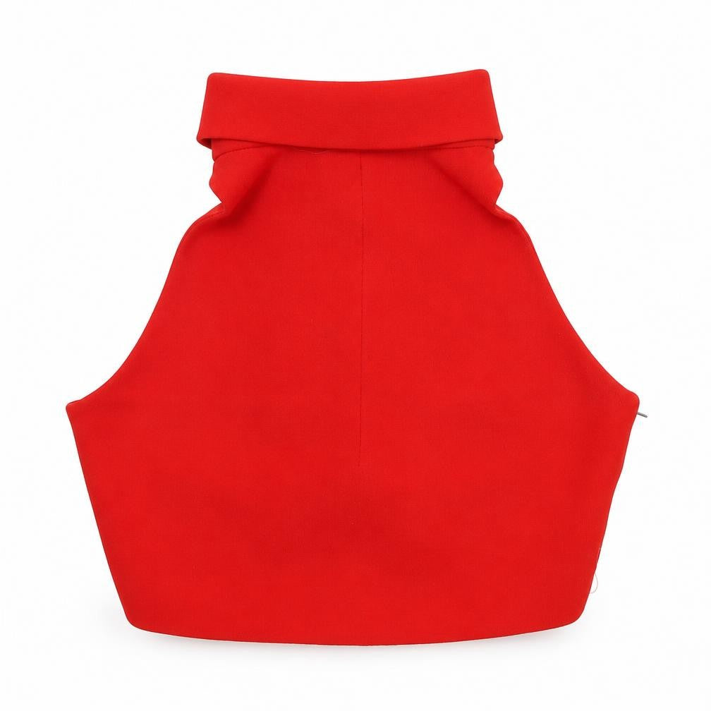 Front view of Topshop women’s red polyester cropped t-shirt, size UK 10, round neck