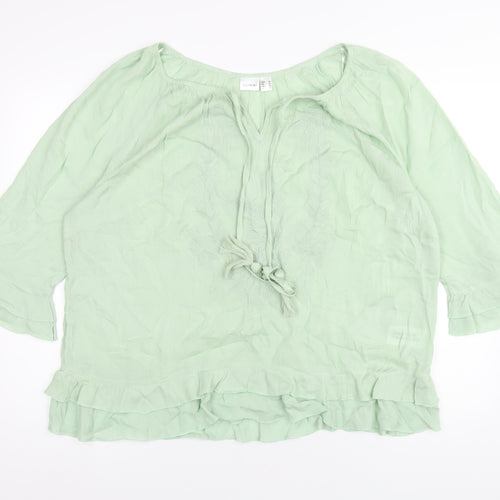 Body Flirt Womens Green Viscose Basic T-Shirt Size 20 V-Neck