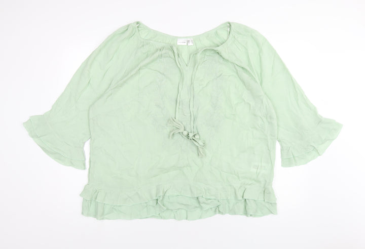 Body Flirt Womens Green Viscose Basic T-Shirt Size 20 V-Neck