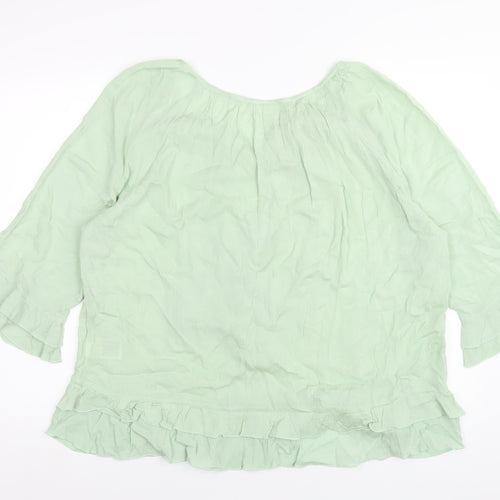 Body Flirt Womens Green Viscose Basic T-Shirt Size 20 V-Neck