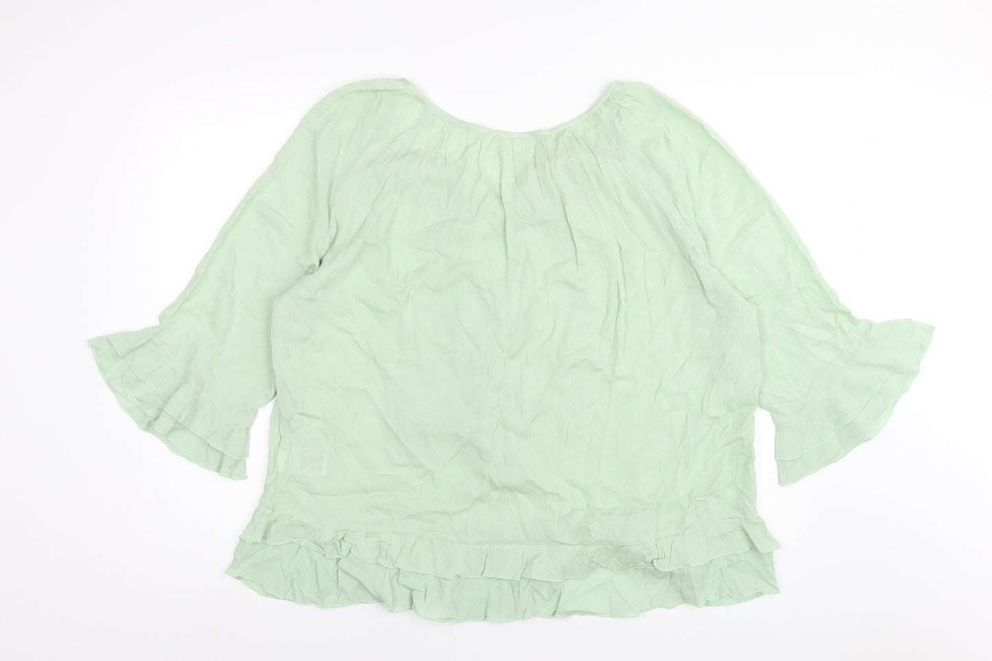 Body Flirt Womens Green Viscose Basic T-Shirt Size 20 V-Neck