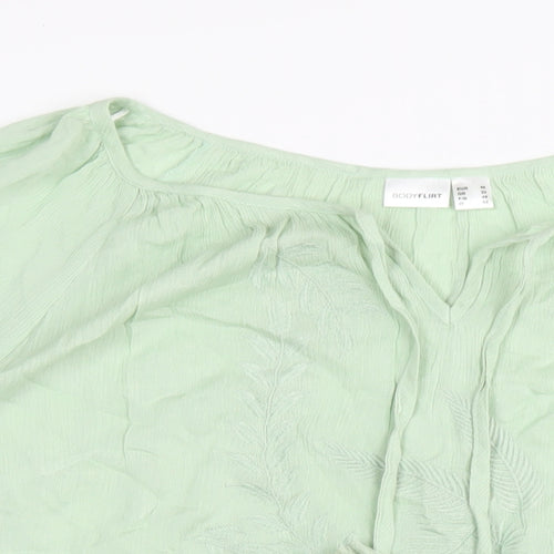 Body Flirt Womens Green Viscose Basic T-Shirt Size 20 V-Neck
