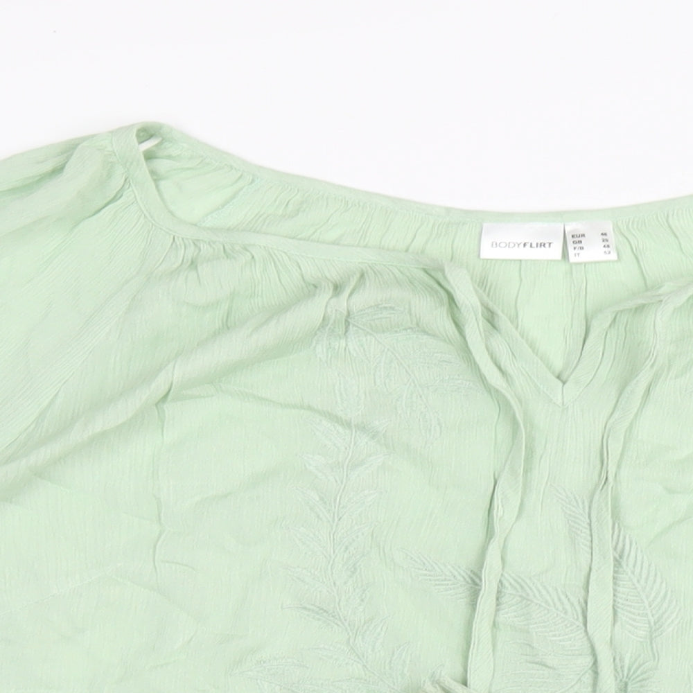 Body Flirt Womens Green Viscose Basic T-Shirt Size 20 V-Neck