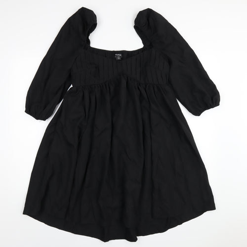 Boohoo Womens Black Polyester A-Line Size 12 Scoop Neck Zip
