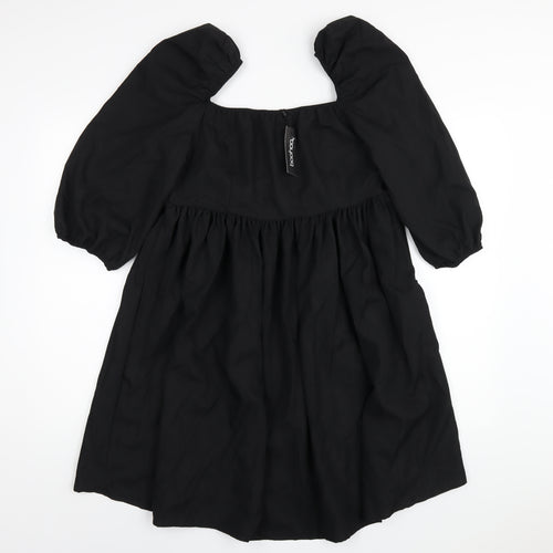 Boohoo Womens Black Polyester A-Line Size 12 Scoop Neck Zip