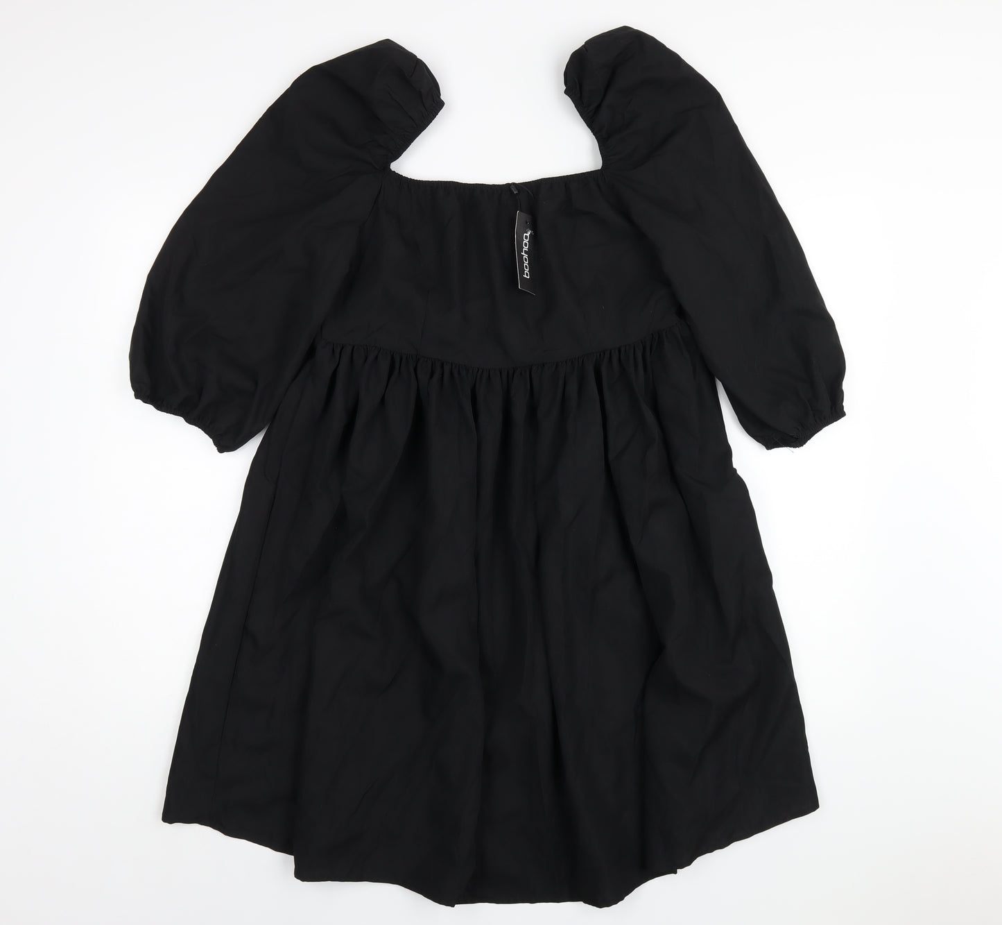 Boohoo Womens Black Polyester A-Line Size 12 Scoop Neck Zip