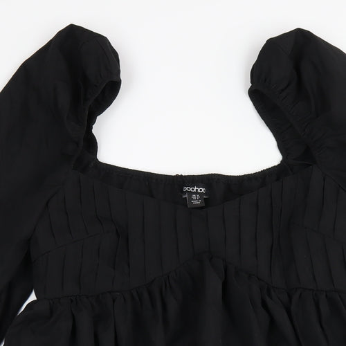 Boohoo Womens Black Polyester A-Line Size 12 Scoop Neck Zip