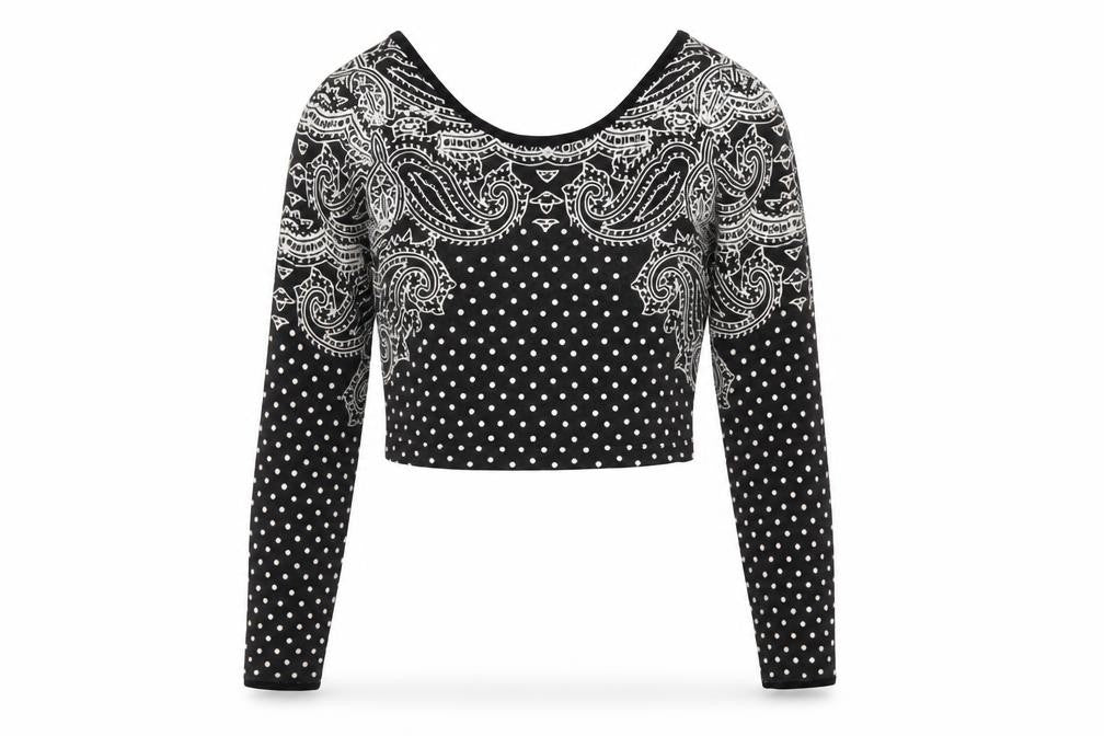 Illustrated People Womens Grey Geometric Cotton Cropped T-Shirt Size S Scoop Neck