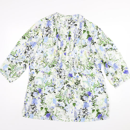 Damart Womens Multicoloured Floral Polyester Basic T-Shirt Size 16 V-Neck