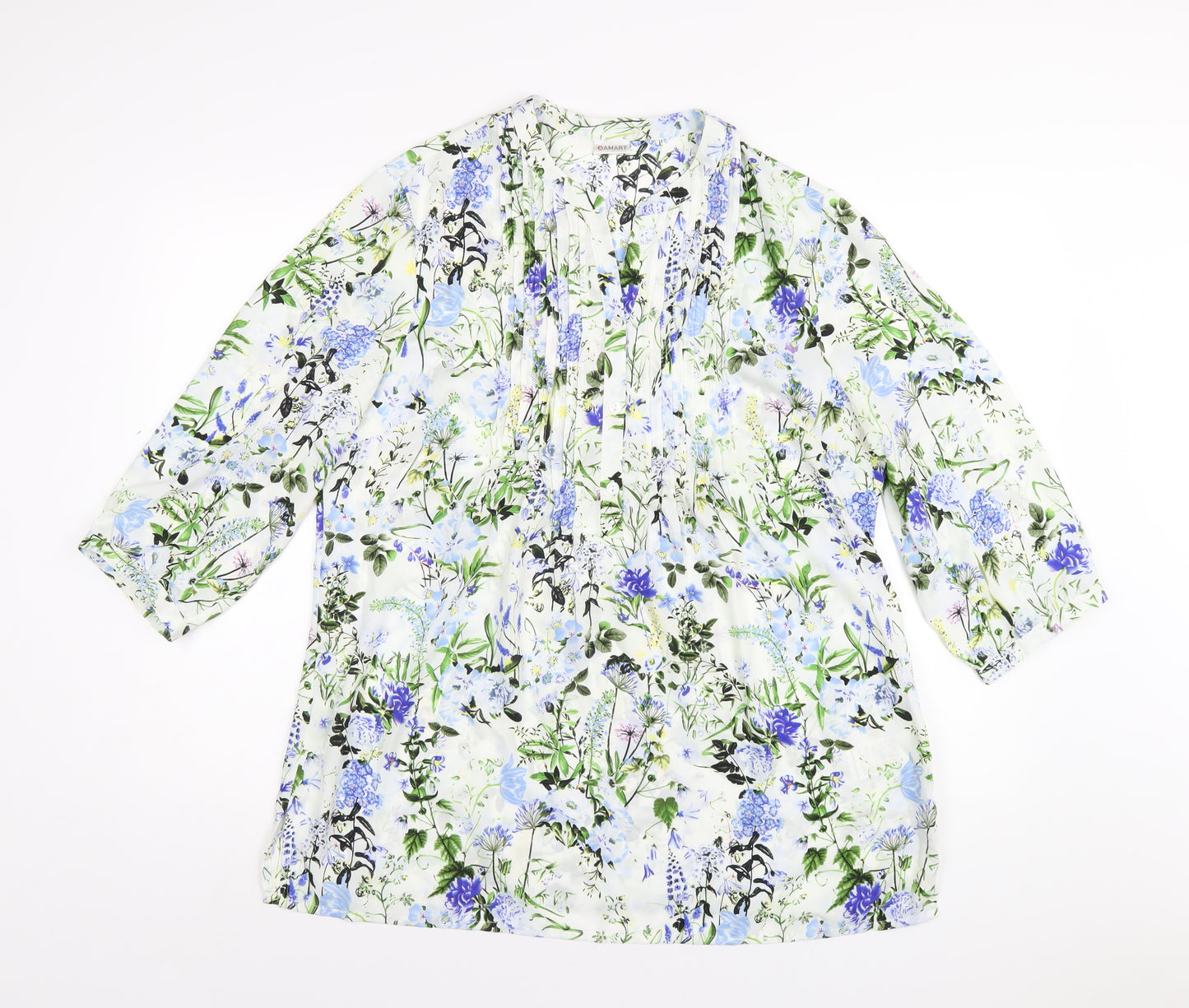Damart Womens Multicoloured Floral Polyester Basic T-Shirt Size 16 V-Neck