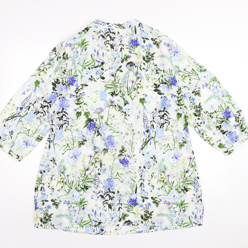 Damart Womens Multicoloured Floral Polyester Basic T-Shirt Size 16 V-Neck