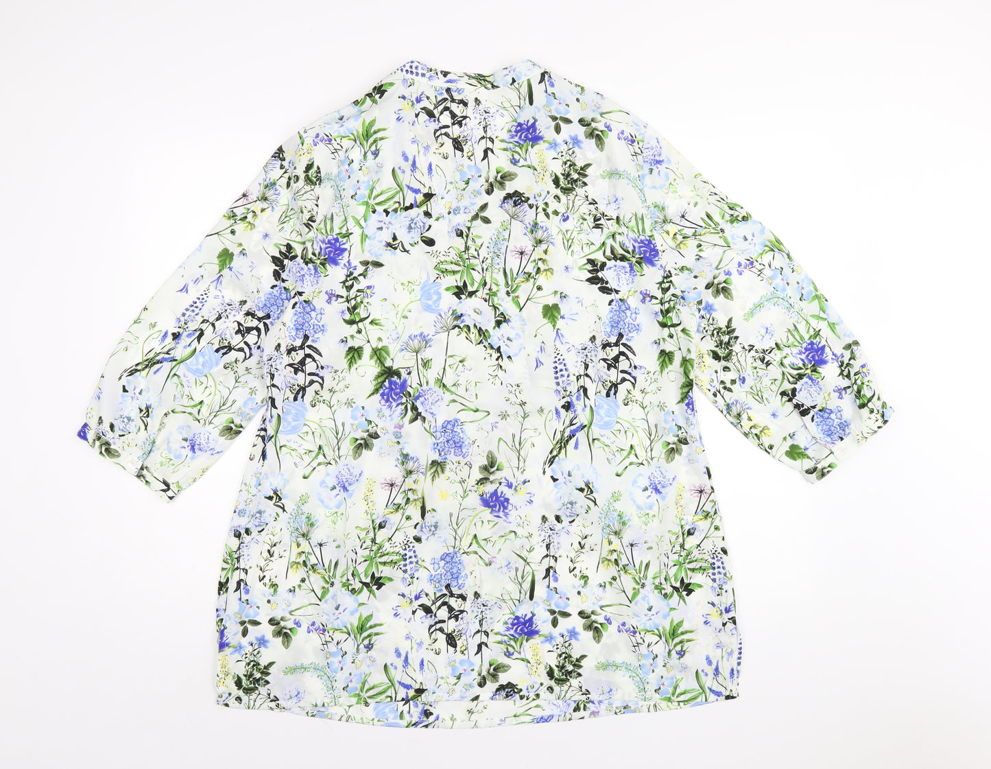 Damart Womens Multicoloured Floral Polyester Basic T-Shirt Size 16 V-Neck