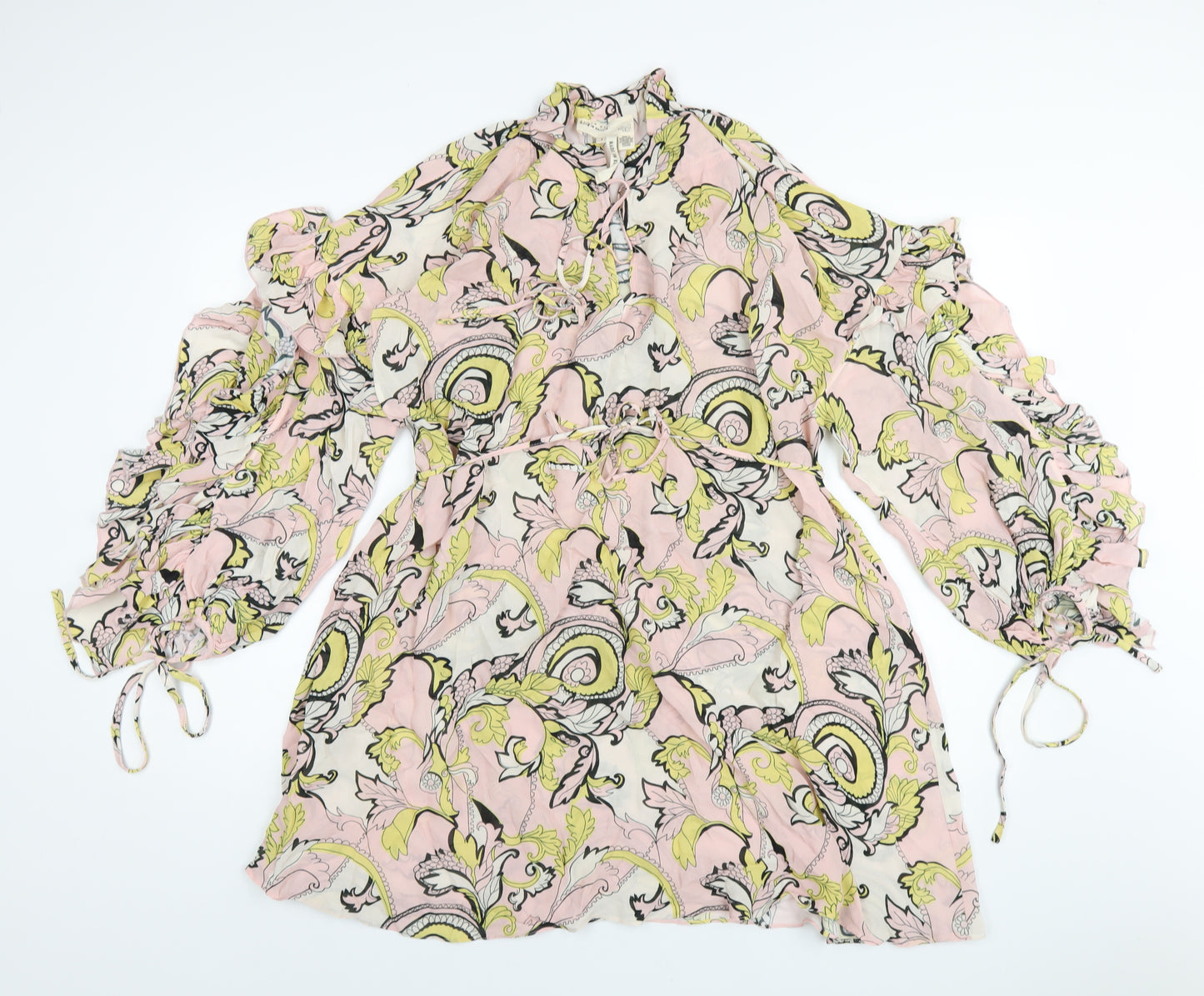 Ted Baker Womens Pink Geometric Viscose A-Line Size 8 V-Neck Pullover
