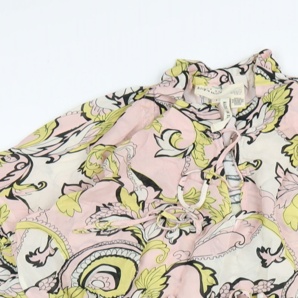 Ted Baker Womens Pink Geometric Viscose A-Line Size 8 V-Neck Pullover