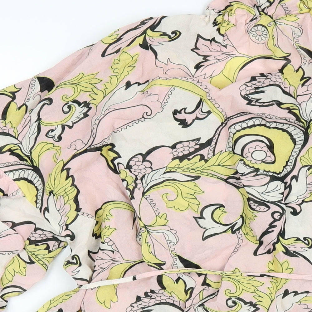 Ted Baker Womens Pink Geometric Viscose A-Line Size 8 V-Neck Pullover