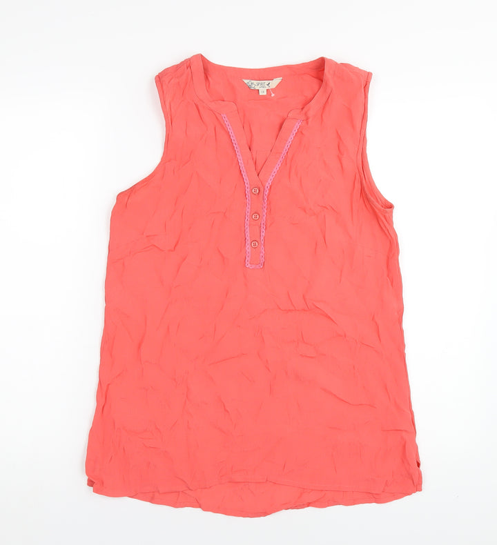 M&Co Womens Pink Viscose Basic Tank Size 12 V-Neck