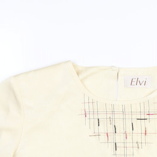 ELVI Womens Ivory Polyester Basic T-Shirt Size 16 Round Neck