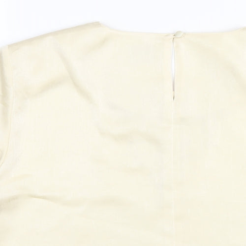 ELVI Womens Ivory Polyester Basic T-Shirt Size 16 Round Neck