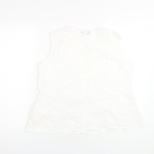 Roman Womens White Cotton Basic T-Shirt Size 12 V-Neck