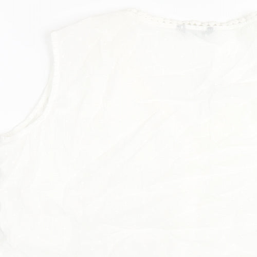 Roman Womens White Cotton Basic T-Shirt Size 12 V-Neck