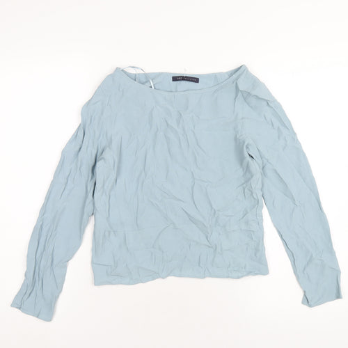 Marks and Spencer Womens Blue Viscose Basic T-Shirt Size 6 Round Neck