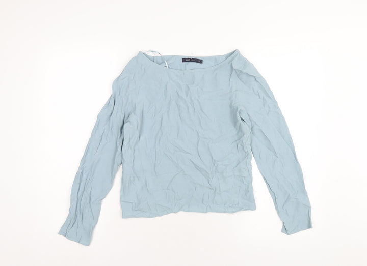 Marks and Spencer Womens Blue Viscose Basic T-Shirt Size 6 Round Neck