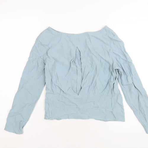 Marks and Spencer Womens Blue Viscose Basic T-Shirt Size 6 Round Neck