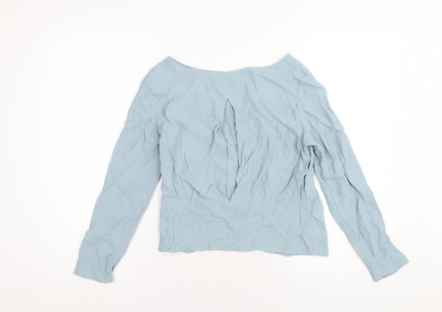Marks and Spencer Womens Blue Viscose Basic T-Shirt Size 6 Round Neck
