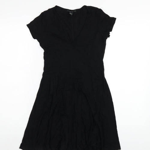 FOREVER 21 Womens Black Viscose A-Line Size S V-Neck Pullover