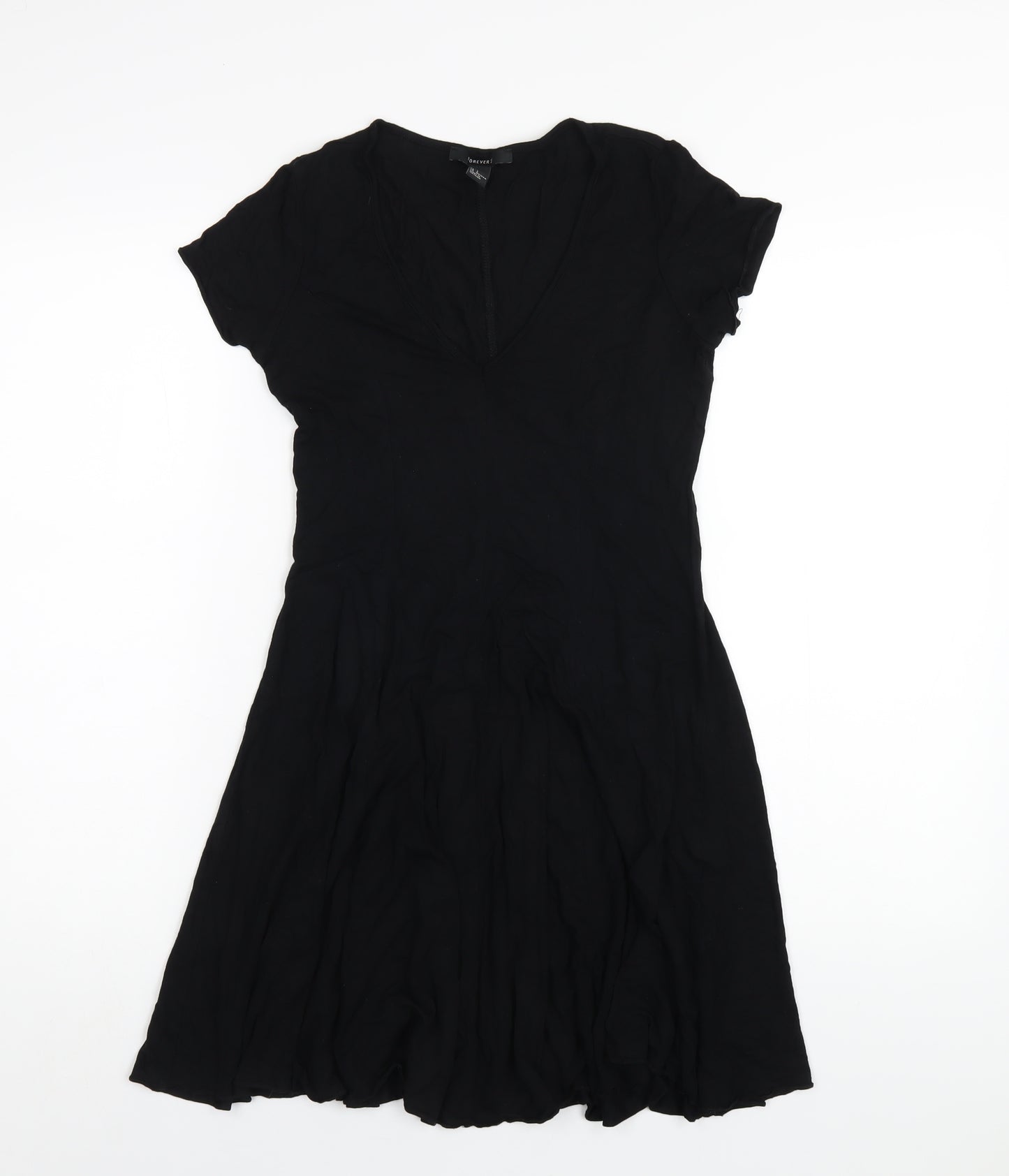 FOREVER 21 Womens Black Viscose A-Line Size S V-Neck Pullover