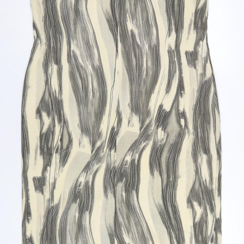 Simon Jeffrey Womens Beige Geometric Polyester A-Line Size 18 Square Neck Zip