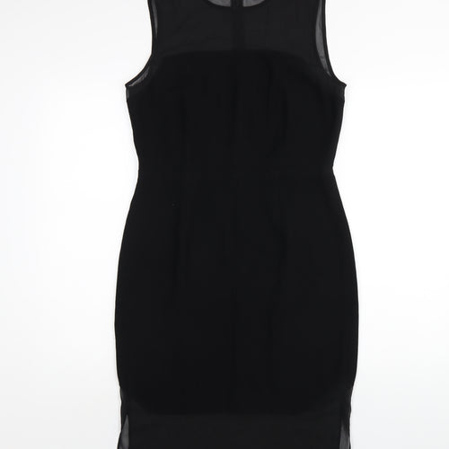 Autograph Womens Black Polyester Pencil Dress Size 10 Round Neck Zip