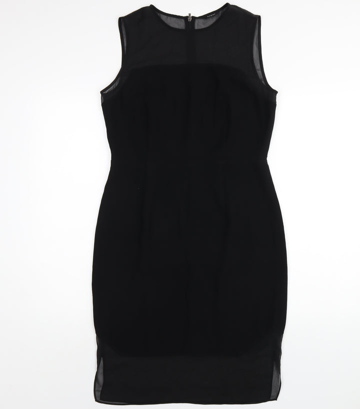 Autograph Womens Black Polyester Pencil Dress Size 10 Round Neck Zip