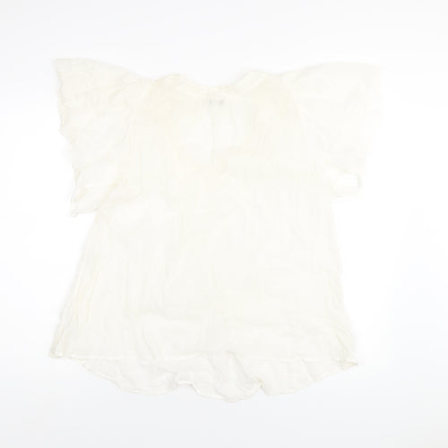 New Look Womens Ivory Cotton Basic Blouse Size 14 V-Neck