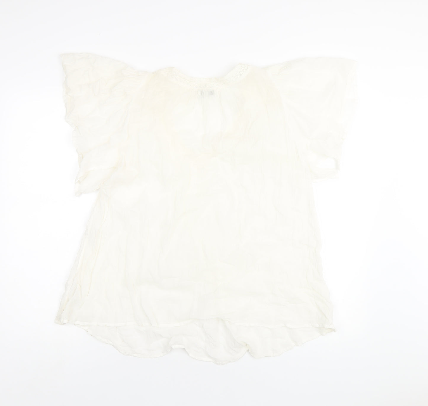New Look Womens Ivory Cotton Basic Blouse Size 14 V-Neck
