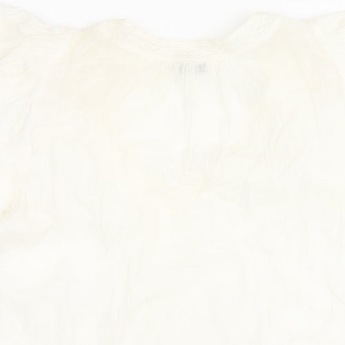 New Look Womens Ivory Cotton Basic Blouse Size 14 V-Neck