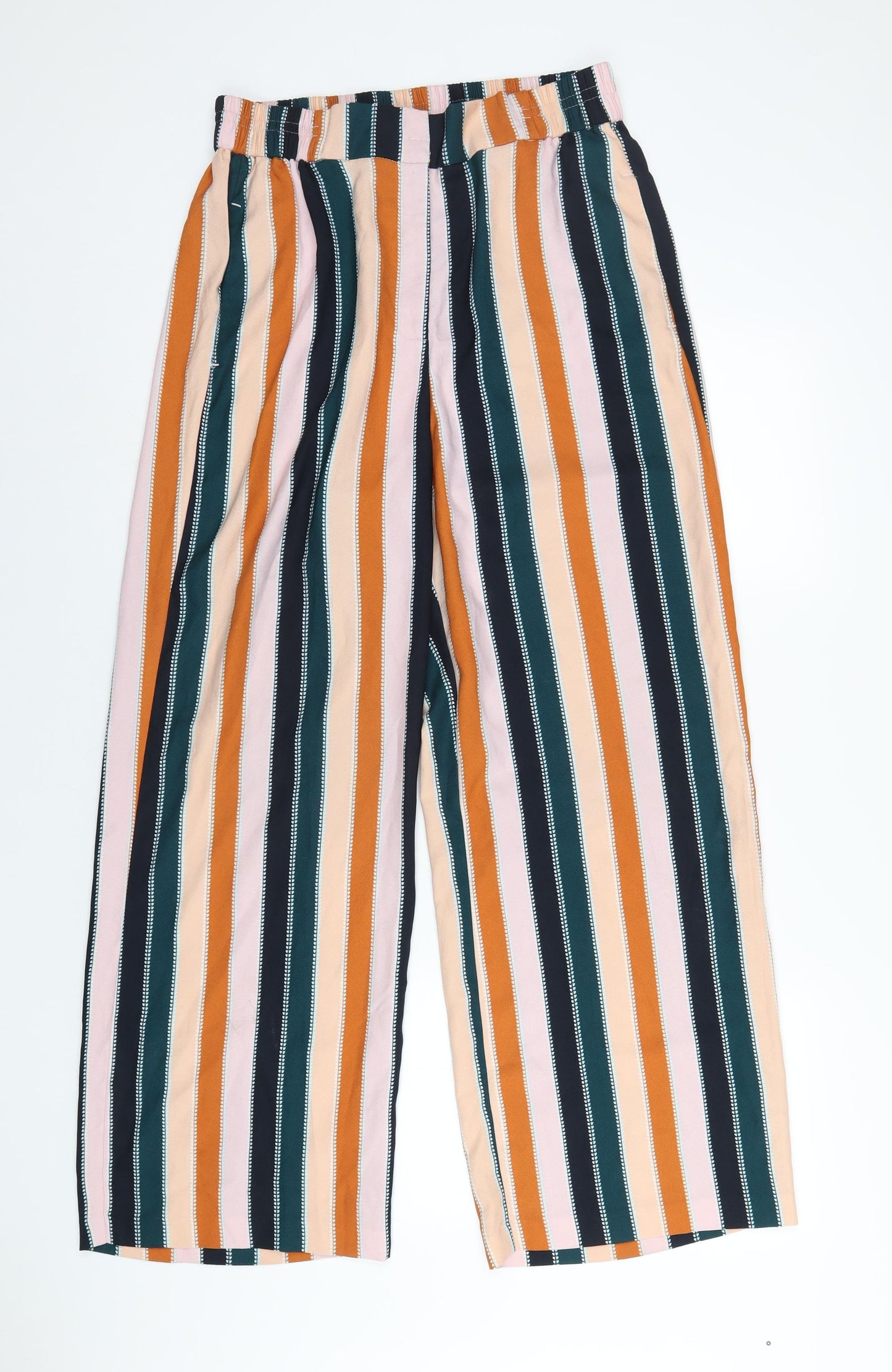 River Island Womens Multicoloured Striped Polyester Trousers Size 16 L32 in Regular Zip