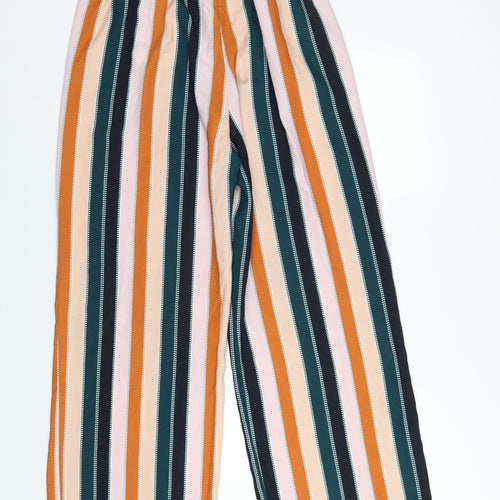 River Island Womens Multicoloured Striped Polyester Trousers Size 16 L32 in Regular Zip