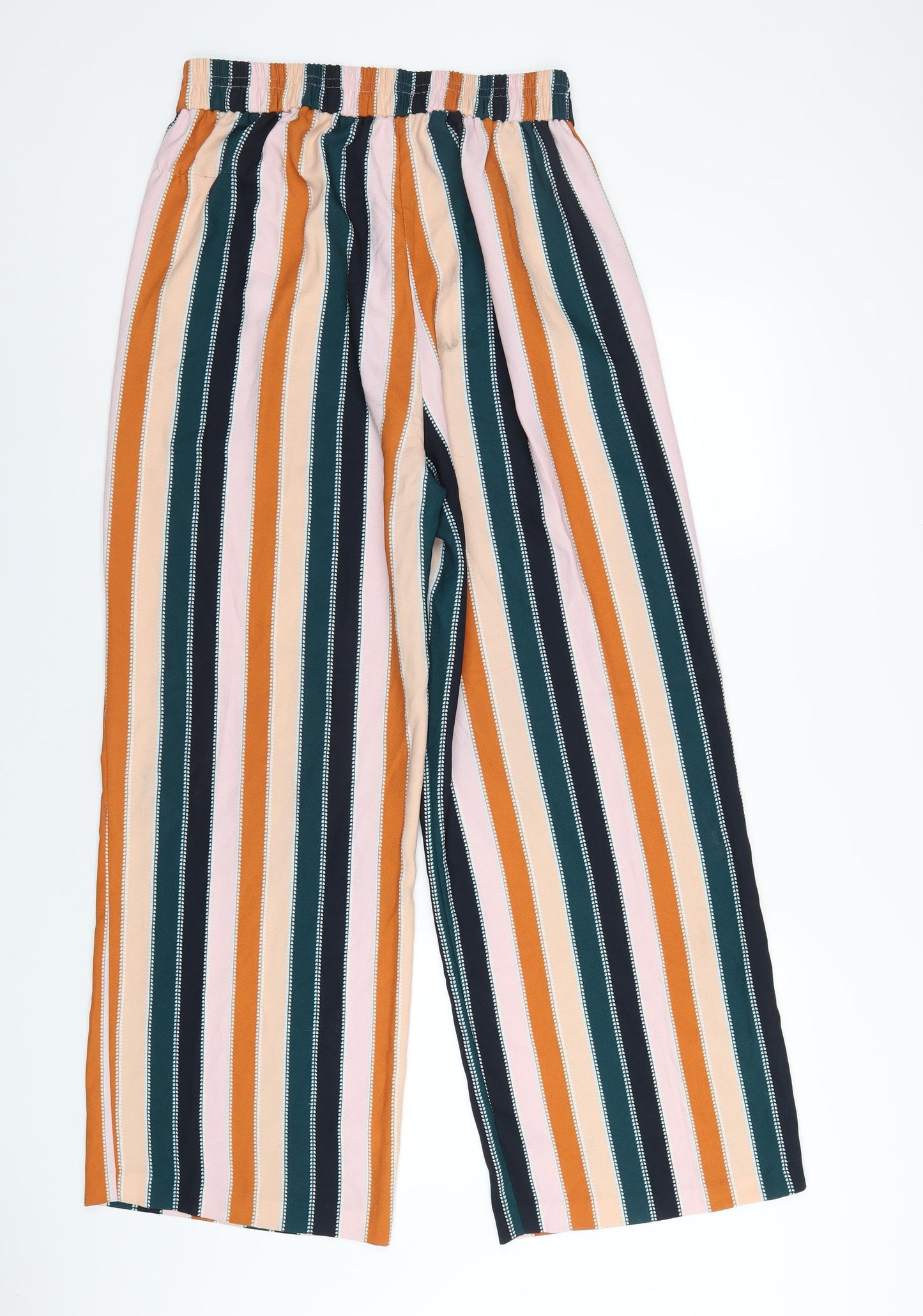 River Island Womens Multicoloured Striped Polyester Trousers Size 16 L32 in Regular Zip