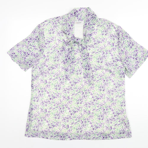 Damart Womens Multicoloured Floral Polyester Basic T-Shirt Size 18 V-Neck