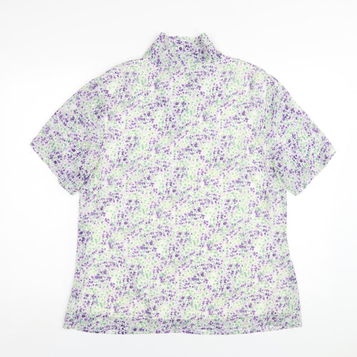 Damart Womens Multicoloured Floral Polyester Basic T-Shirt Size 18 V-Neck