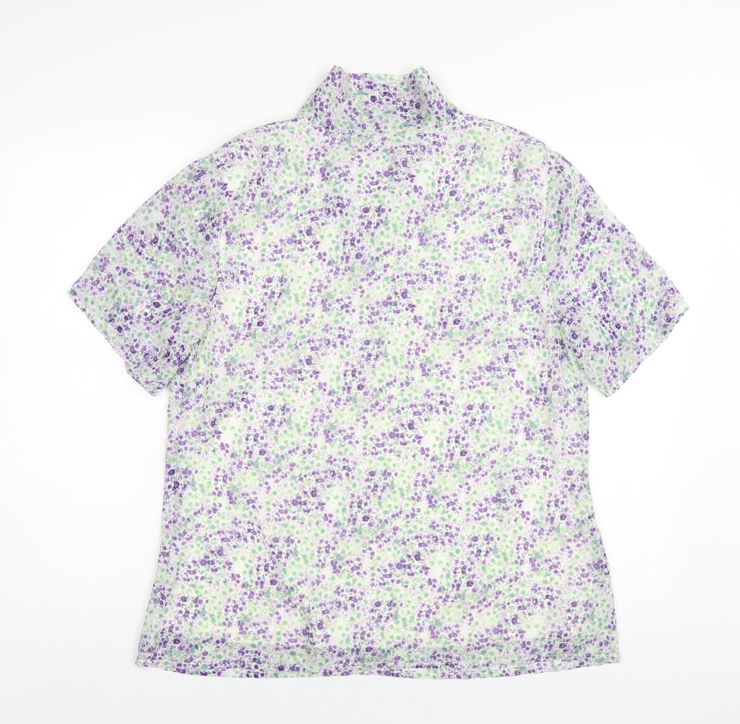 Damart Womens Multicoloured Floral Polyester Basic T-Shirt Size 18 V-Neck