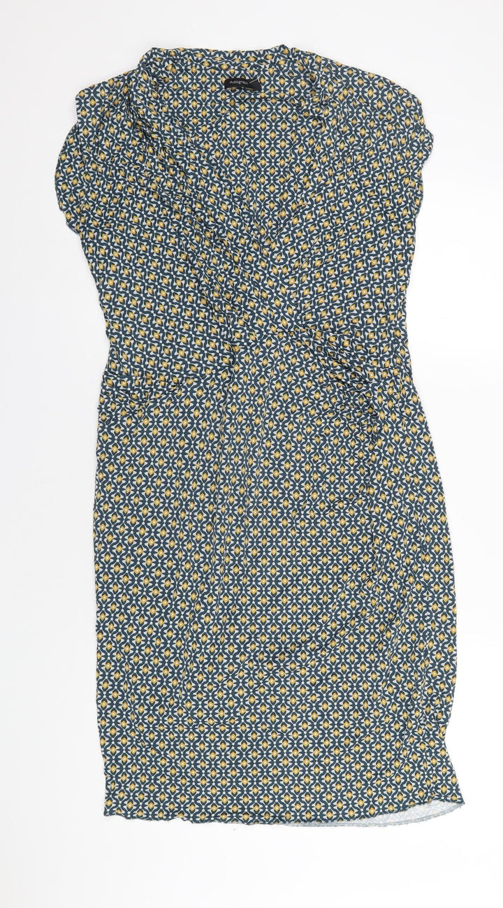 Autograph Womens Multicoloured Geometric Viscose Pencil Dress Size 18 V-Neck Pullover